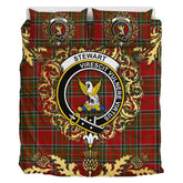 Stewart of Galloway 02 Tartan Crest Bedding Set - Golden Thistle Style